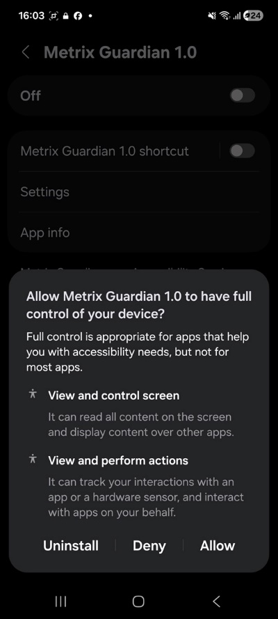 Permissions needed dialog